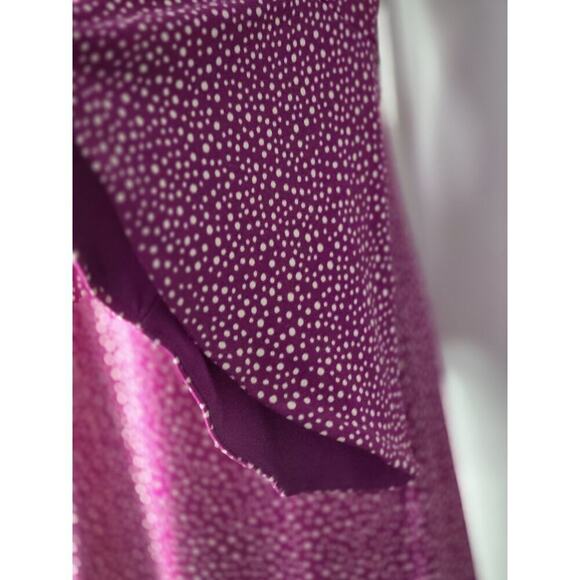 Chicos Womens Small Raspberry Polka Dot Flare Sleeve A Line Dress Lined Vneck - Picture 2 of 6